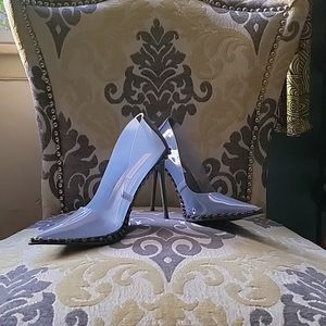 MATTED GREY RHINESTONE STILLETTOS
